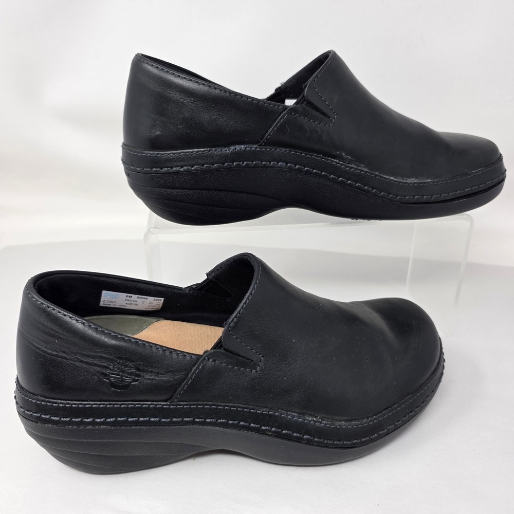 Timberland PRO Clogs Womens Size 6M 89689 Black Leather Slip Resistant Shoes